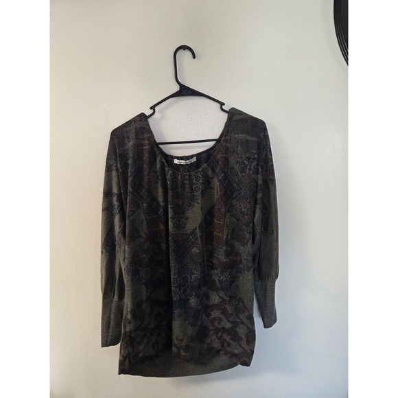 American Rag Cie Tops - American Rag Cie Womens Paisley Medallion Print Long Sleeve Scoop Neck Top Green
